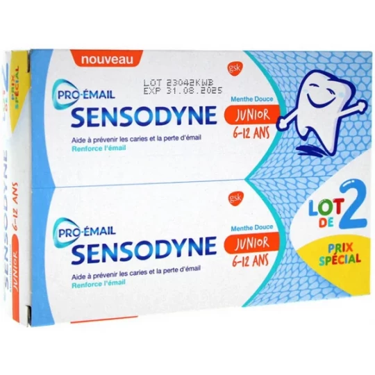Sensodyne Dentifrice Junior 6-12 Ans Menthe Douce 2 x 50 ml