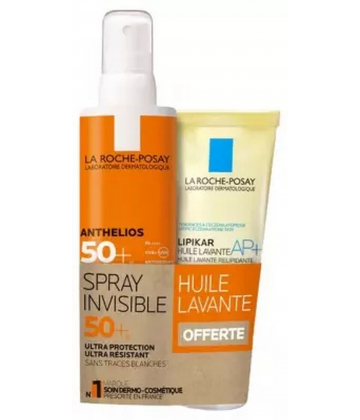 La Roche-Posay Anthelios Spray Invisible SPF50+ 200 ml + Lipikar Huile Lavante AP+ 100 ml OFFERTE