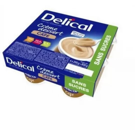 Delical Crème Dessert HP/HC Sans Sucre Café 4 x 200 g
