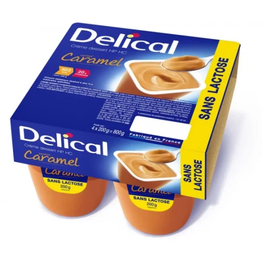 Delical Crème Dessert HP/HC Sans Lactose Caramel 4 x 200 g