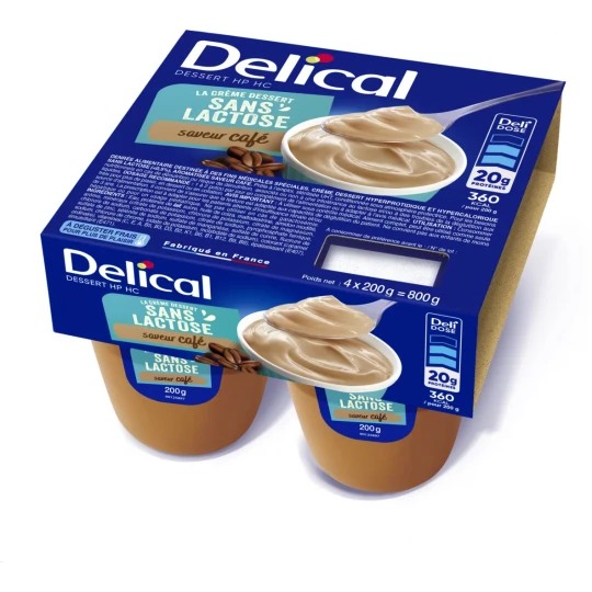 Delical Crème Dessert HP/HC Sans Lactose 4 x 200 g