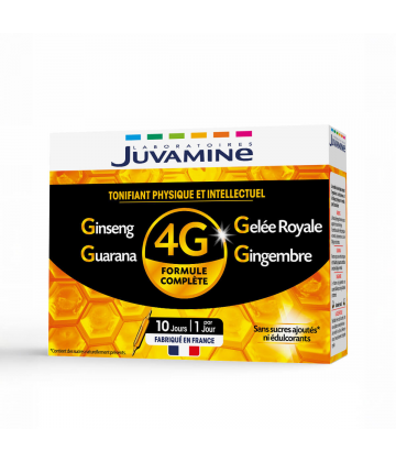 Juvamine 4G Ginseng Gelée Royale Guarana Gingembre Ampoules x 10