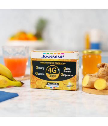 Juvamine 4G Ginseng Gelée Royale Guarana Gingembre Ampoules x 10