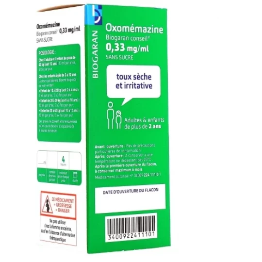 Oxomémazine Biogaran Conseil 0,33 mg/ml Sirop Sans Sucre 150 ml - image 2