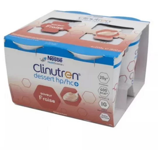 Clinutren Dessert HP/HC+ Saveur Fraise 4 x 200 g