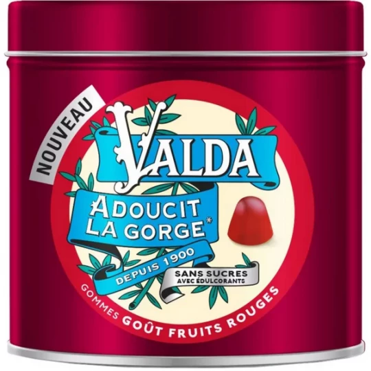Valda Gommes Sans Sucres Goût Fruits Rouges 140 g