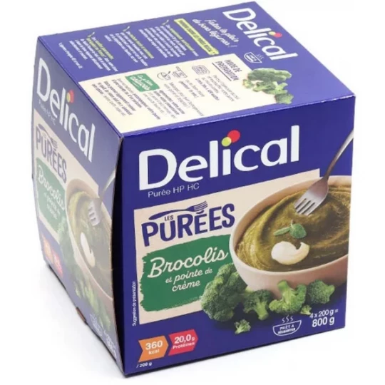 Delical Purées Brocolis Pointe de Crème 4 x 200 g