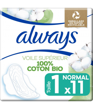 Always Cotton Protection Serviettes Hygiéniques Normale x 11