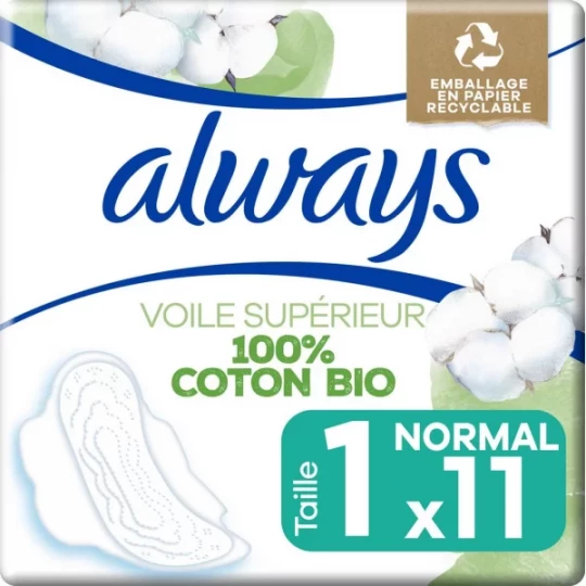 Always Cotton Protection Serviettes Hygiéniques Normale x 11