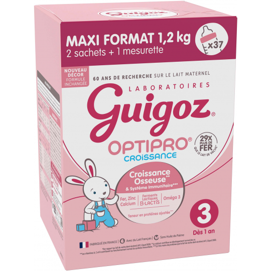 Guigoz Optipro Croissance 3 Sachets 600 g x 2 + 1 Mesurette