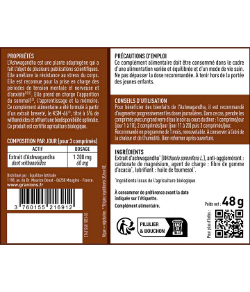 Granions Ashwagandha Bio 1200 mg Comprimés x 60