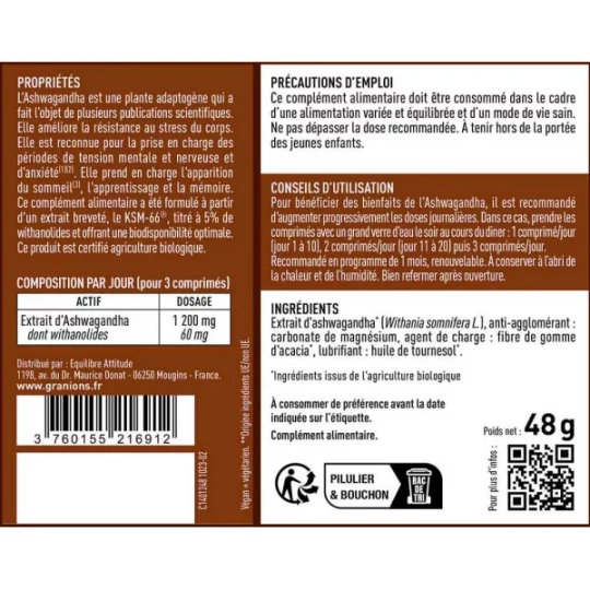 Granions Ashwagandha Bio 1200 mg Comprimés x 60 - image 2