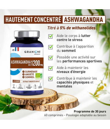 Granions Ashwagandha Bio 1200 mg Comprimés x 60