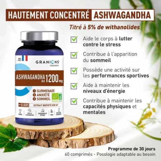 Granions Ashwagandha Bio 1200 mg Comprimés x 60 - image 4
