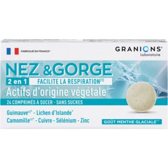 Granions Nez & Gorge 2 en 1 Menthe Glaciale Comprimés x 24