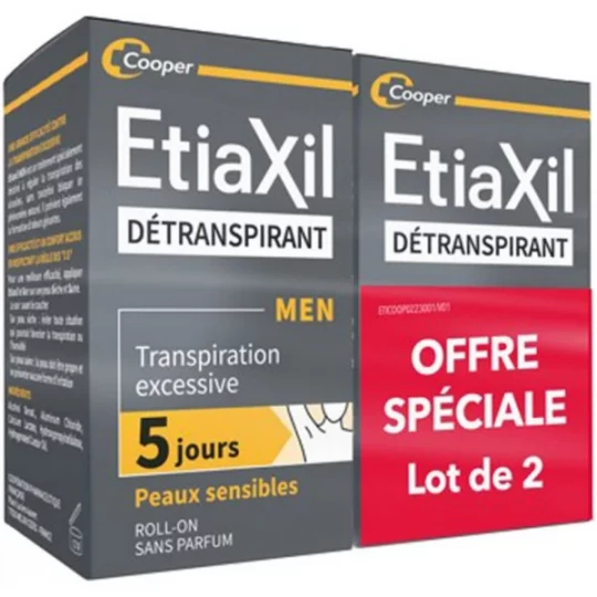 Etiaxil Men Détranspirant Transpiration Excessive Roll On 2 x 15 ml
