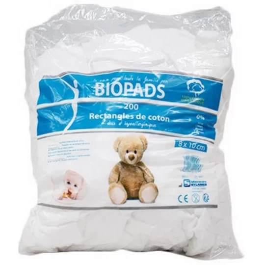 Biopads Rectangles de Coton 8 x 10 cm x 200