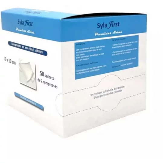 Sylamed Compresses Non-Tissées Stériles 10 cm x 10 cm x 50