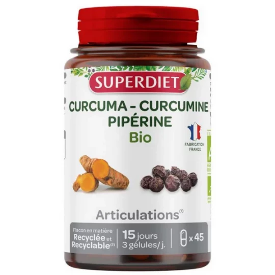 Superdiet Curcuma Pipérine Bio Gélules x 45