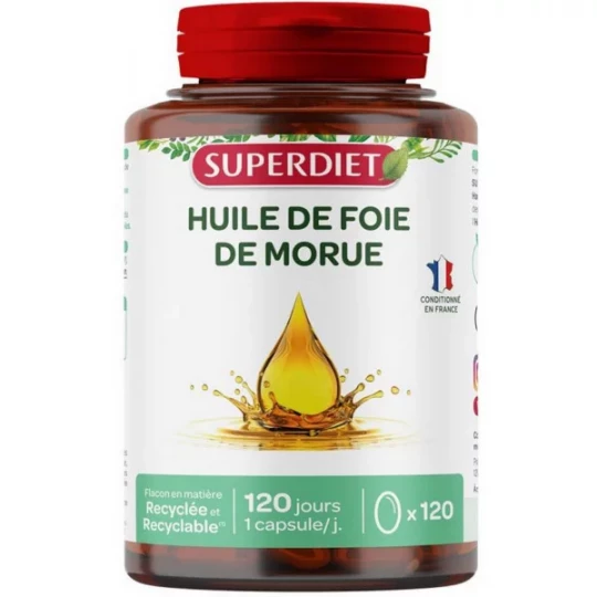 Superdiet Huile de Foie de Morue Capsules x 120