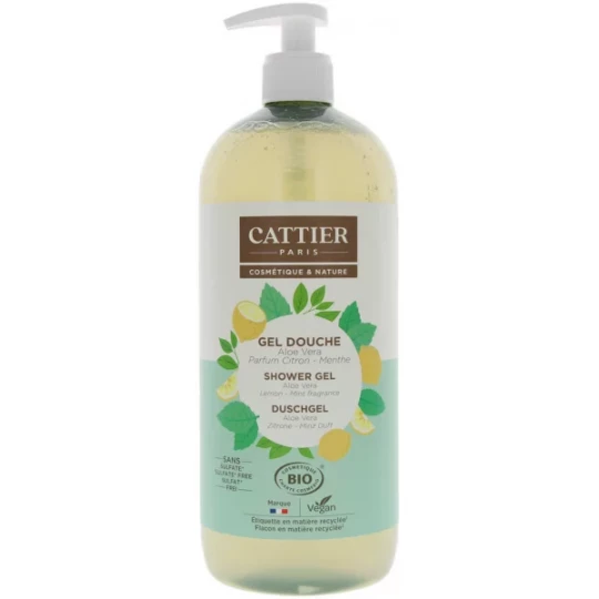 Cattier Gel Douche Sans Sulfate Citron Menthe Bio 1 L