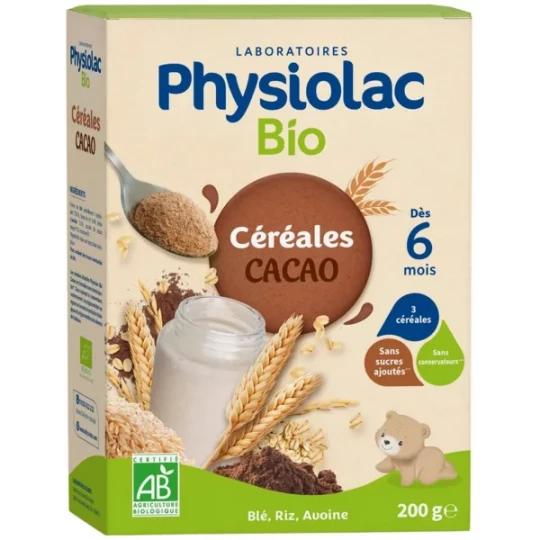 Physiolac Céréales Cacao Bio 200 g