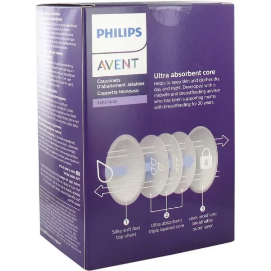 Avent Coussinets d'Allaitement Jetables Jour et Nuit x 24