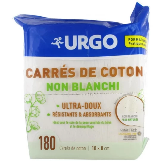 Urgo Carrés de Coton Non Blanchi 10 cm x 8 cm Unités x 180