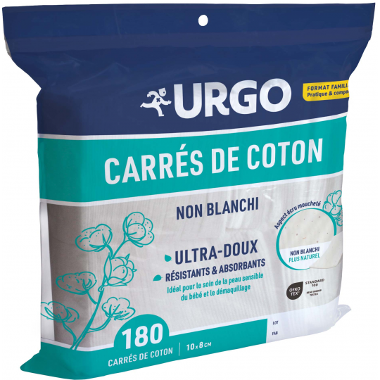 Urgo Carrés de Coton Non Blanchi 10 cm x 8 cm Unités x 180