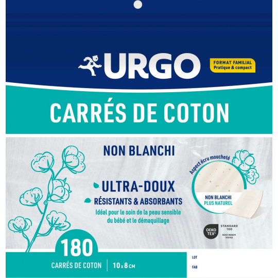 Urgo Carrés de Coton Non Blanchi 10 cm x 8 cm Unités x 180 - image 2