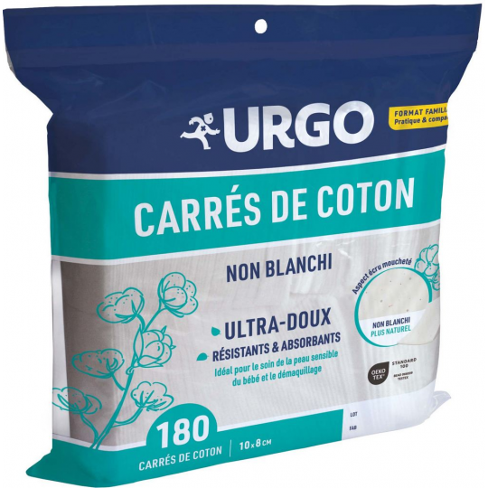 Urgo Carrés de Coton Non Blanchi 10 cm x 8 cm Unités x 180