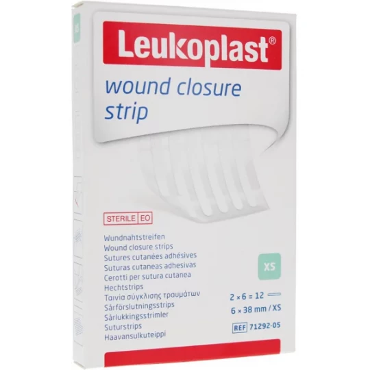 Leukoplast Strips pour Sutures Cutanées Adhésives 6 x 38 mm 2 x 6