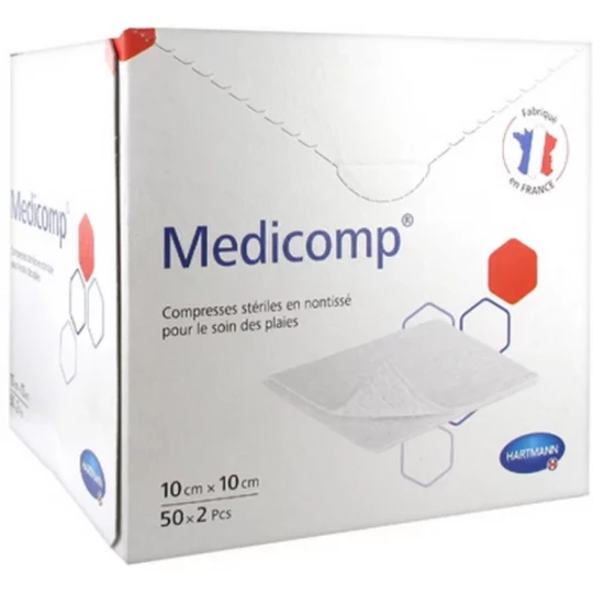 Hartmann Medicomp Compresses Stériles Non Tissées 10 x 10 cm 2 x 50