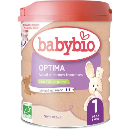 Babybio Optima 1 au Lait de Vache Français de 0 à 6 Mois Bio 800 g