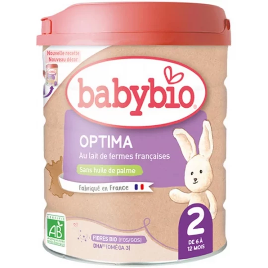 Babybio Optima 2 au Lait de Fermes Françaises de 6 à 12 Mois Bio 800 g