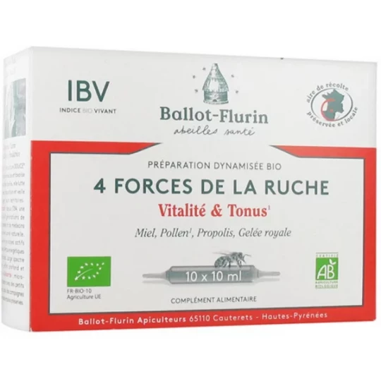 Ballot-Flurin Préparation Dynamisée Bio 4 Forces de la Ruche Ampoules 10 ml x 10