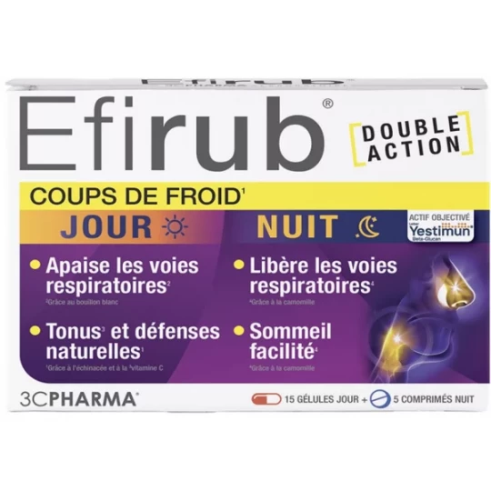 3C Pharma Efirub Jour/Nuit Gélules Jour x 15 + Comprimés Nuit x 5
