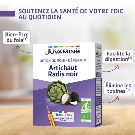Juvamine Dépuratif Détoxifiant Radis Noir Artichaut Ampoules x 10 - image 2