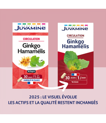 Juvamine Ginkgo Hamamélis Gélules Végétales x 30