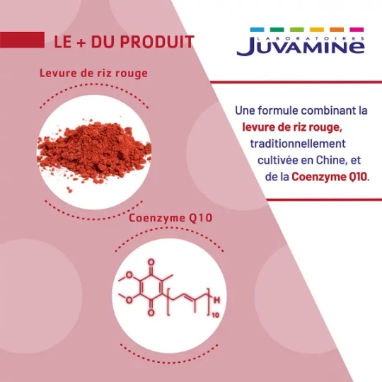 Juvamine Équilibre Levure de Riz Rouge Coenzyme Q10 Comprimés x 30 - image 4