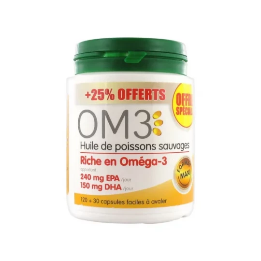 OM3 Huile de Poissons Sauvages Capsules x 120 + 30 Offertes