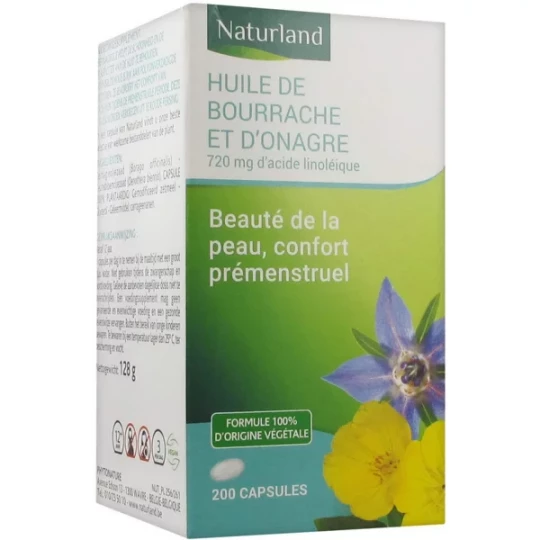 Naturland Huile de Bourrache et d'Onagre Capsules x 200