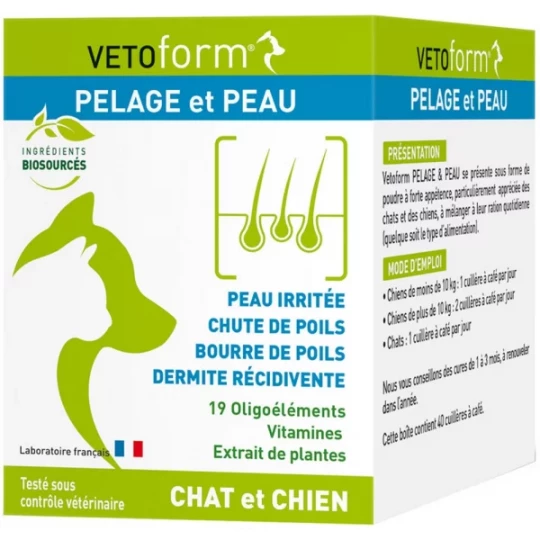 Vetoform Pelage et Peau Complément Alimentaire Chiens 100 g