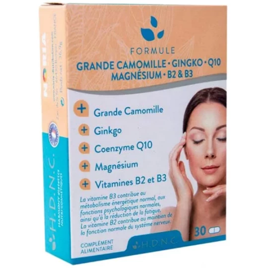 H.D.N.C Grande Camomille Ginkgo Coenzyme Q10 Magnésium Vitamines B2 et B3 Comprimés x 30