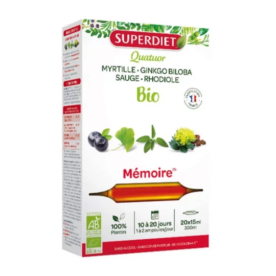 Superdiet Quatuor Mémoire Bio Ampoules x 20