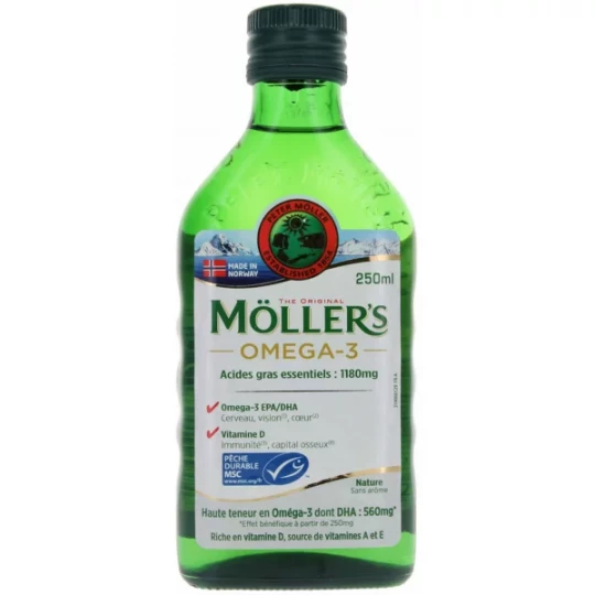 Möller's Omega 3 Huile de Foie de Morue Sans Arôme 250 ml