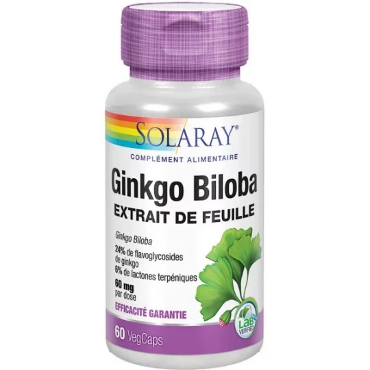 Solaray Ginkgo Biloba Capsules Végétales x 60