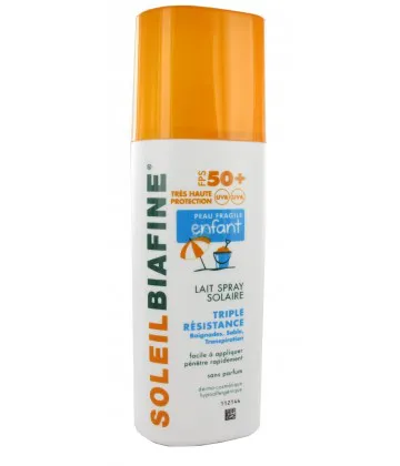 SoleilBiafine Lait Spray Solaire Enfant Triple Résistance SPF50+ 200 ml