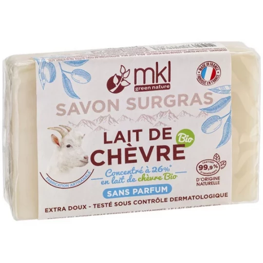 MKL Green Nature Lait de Chèvre Bio Savon Surgras Sans  Parfum 100 g