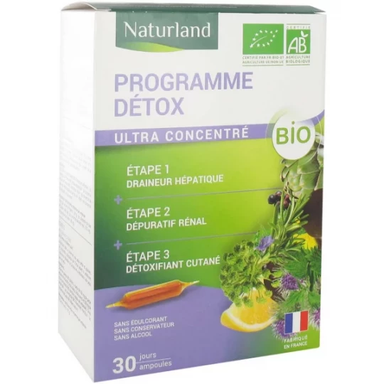 Naturland Programme Détox 3 en 1 Bio Ampoules 10 ml x 30